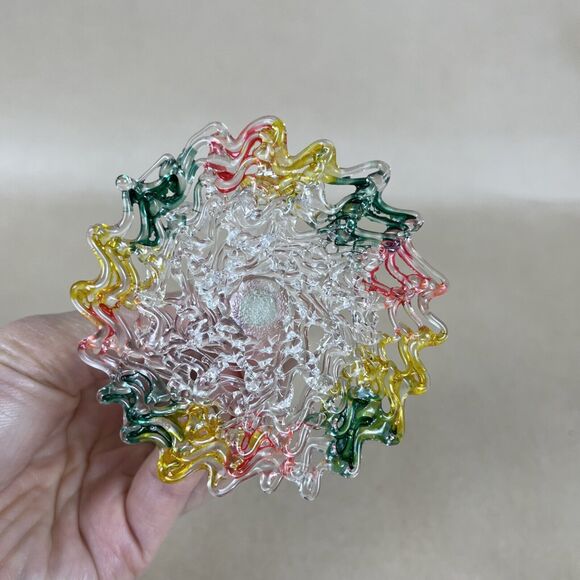 Vintage Mini Spun Blown Glass Bird In Cage Overhang w/Stand 6” Art Decor Display - Picture 9 of 12